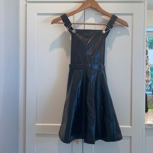 Goth punk girls faux leather bib dress